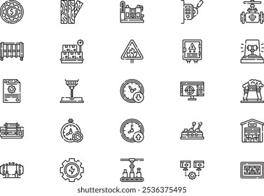 Factory icon pack collection is a vector illustration with editable stroke.