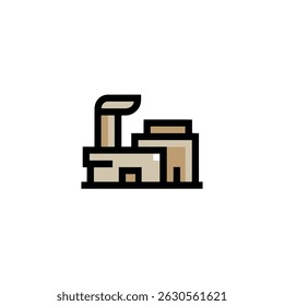 Icono de fábrica retrata la estructura estilizada del diseño pixelado
