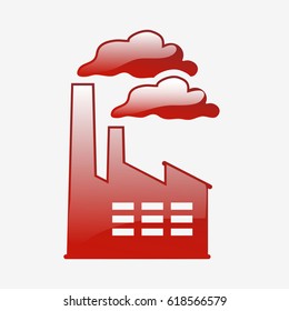 Factory icon red isolated. Flat vector stock illustration