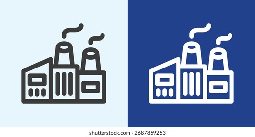 Factory Icon Set in Black and White Outline Style