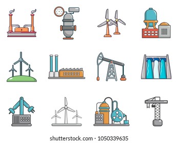 Factory icon set. Cartoon set of factory vector icons for web design isolated on white background - Shutterstock ID 1050339635