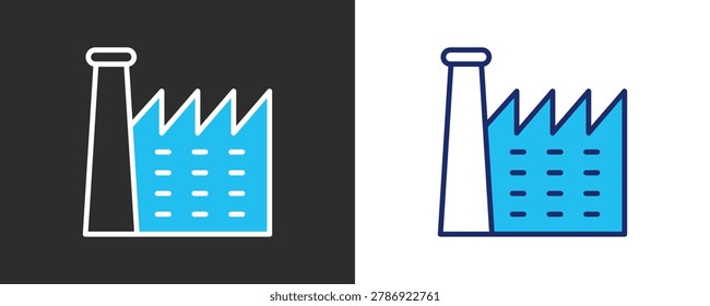 Factory Icon Set, Colored Outline Vector Illustration