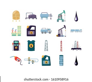 factory icon set design, Industry plant building industrial construction job work technology and manufacturing theme Vector illustration