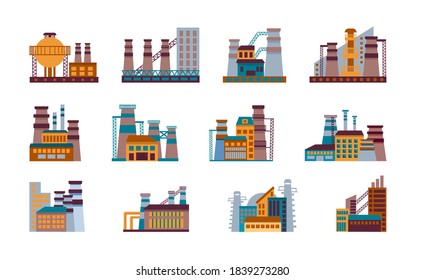 Factory Icon Set Set Industrial Factories Stock Vector (Royalty Free ...