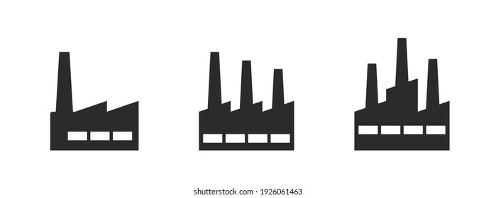 conjunto de iconos de fábrica. la industria, la producción y los símbolos de fabricación. imágenes vectoriales aisladas en estilo plano