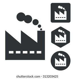 Factory icon set, monochrome, isolated on white