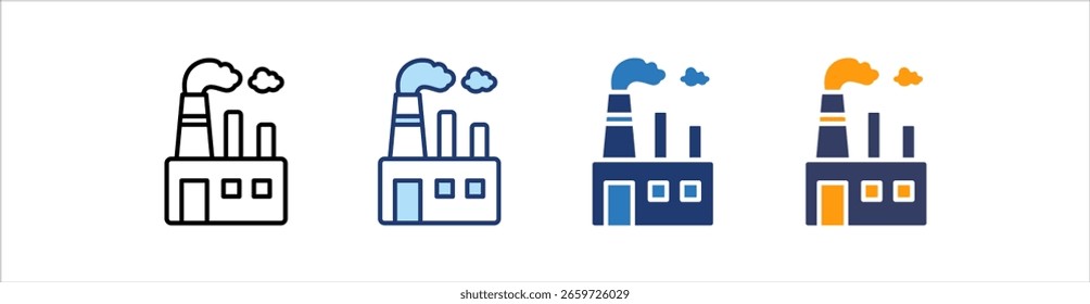 Ícone de fábrica define coleção de vários estilos