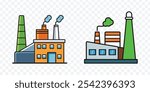 Factory icon set. Factory icon, Factory premium line icon. Industry factory mass production manufacture machine fabrication goods editable stroke line vector icons