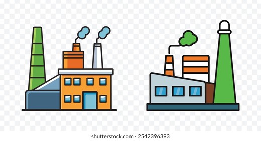 Conjunto de iconos de fábrica. Icono de fábrica, icono de línea premium de fábrica. Fábrica de la industria de producción en masa fabricación de la máquina bienes de fabricación editable línea de movimiento iconos vectoriales