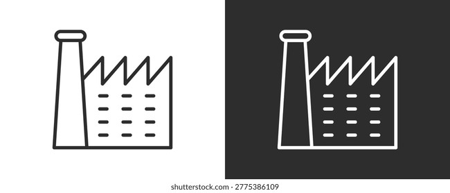Factory Icon Set Vector Collection Isolated In Black And White