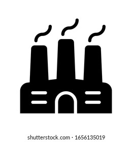 Conjunto de iconos de fábrica. Pictogramas de edificios industriales vectores. Siluetas negras de objetos de fabricación aislados en blanco. Conjunto de cuatro contornos de plantas para el diseño industrial.