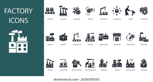 factory icon set.vector.Editable stroke.linear style sign for use web design,logo.Symbol illustration.