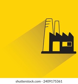 factory icon with shadow on yellow background