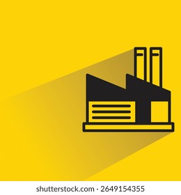 ícone de fábrica com sombra no plano de fundo amarelo