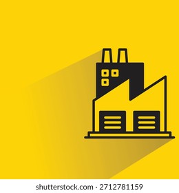 Icono de fábrica con sombra sobre fondo amarillo