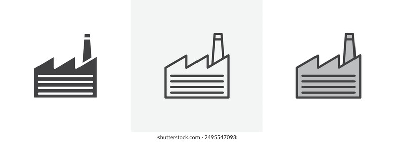 Factory icon symbol collection on white background.