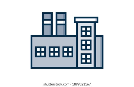 Icono de fábrica. Plantilla de diseño de símbolos de fábrica. Se puede usar para la interfaz de usuario web y móvil. Ilustración del vector aislada en fondo blanco