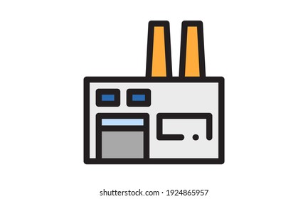 Icono de fábrica. Plantilla de diseño de símbolos de fábrica. Se puede usar para la interfaz de usuario web y móvil. Ilustración del vector aislada en fondo blanco	