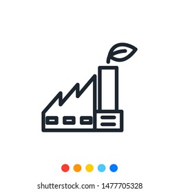 Factory icon that is environmentally friendly,Vector.