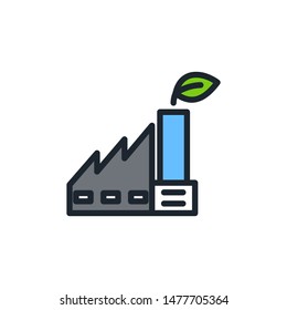 Factory icon that is environmentally friendly,Vector.