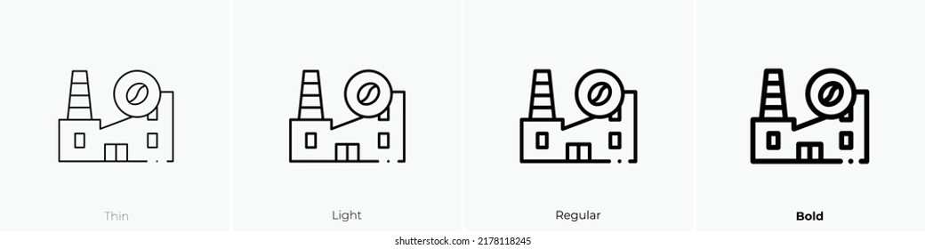 factory icon. Thin, Light Regular And Bold style design isolated on white background