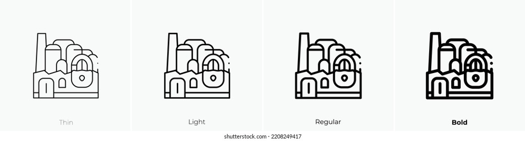 icono de fábrica. Diseño delgado, ligero y audaz aislado en un fondo blanco