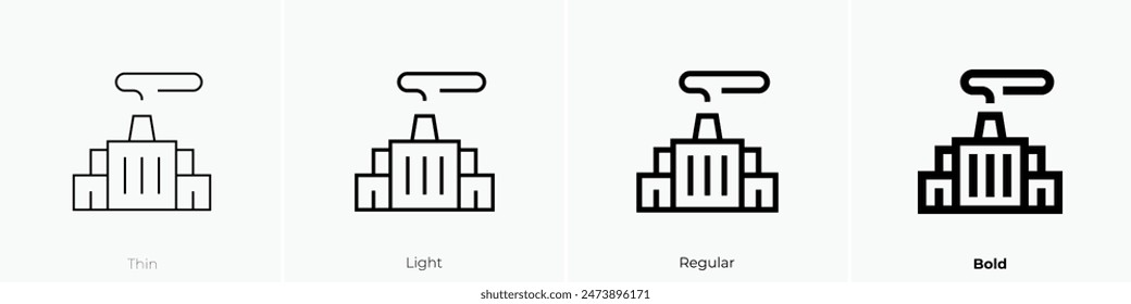 factory icon. Thin, Light Regular And Bold style design isolated on white background