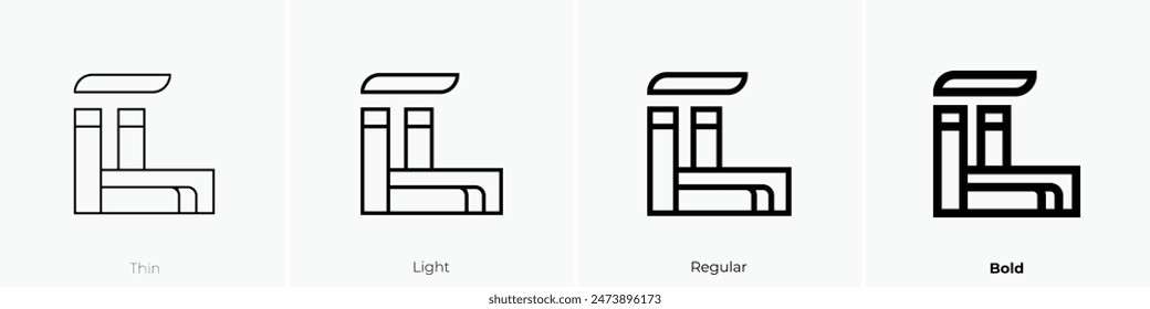 factory icon. Thin, Light Regular And Bold style design isolated on white background