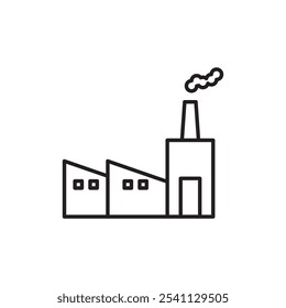 Ícone de fábrica Linha fina ilustração plana