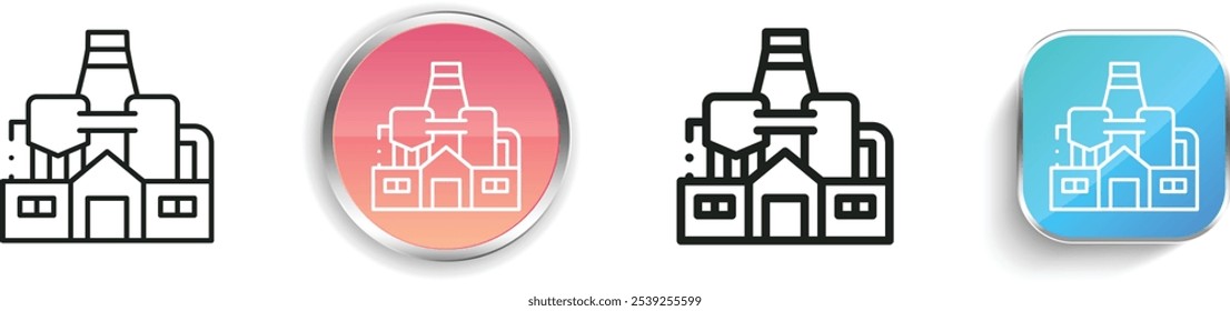 ícone de fábrica. Design fino, linear, regular e estilo botão isolado no fundo branco