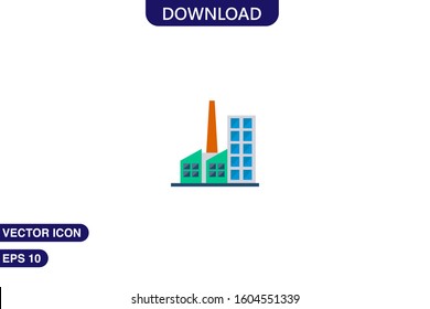 Factory icon in trendy flat style isolated on white background vector illustration