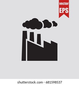 Factory icon in trendy isolated on grey background.Vector illustration.