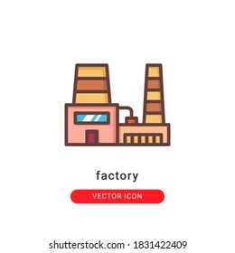 factory icon vector illustration. factory icon lineal color design.