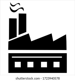 Factory icon . Vector industrial buildings pictograms. Black silhouettes of manufacturing objects isolated on white. Set of four contours of plants for industrial design.