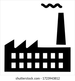 Factory icon . Vector industrial buildings pictograms. Black silhouettes of manufacturing objects isolated on white. Set of four contours of plants for industrial design.