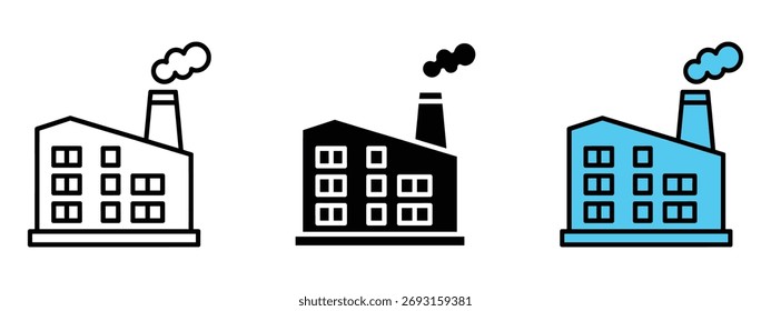Vector del icono de la fábrica. símbolo de la industria y de la producción. Ilustración vectorial.