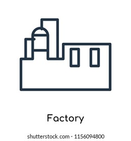Factory icon vector isolated on white background. thin symbols or lined elements in outline style