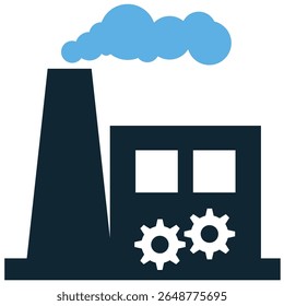 Factory icon vector, representing industrial buildings, manufacturing plants, and production sites. Ideal for illustrating industry, production, and large-scale operations.