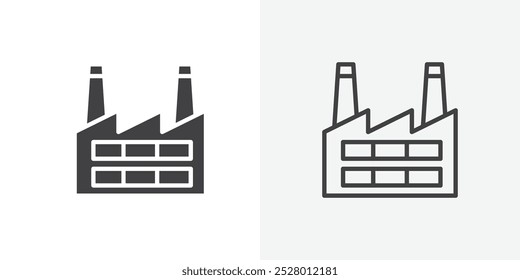 Factory icon vector icon set in black and white color.