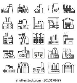 Factory icon vector set. productions  illustration sign collection. manufacture symbol. industry logo.