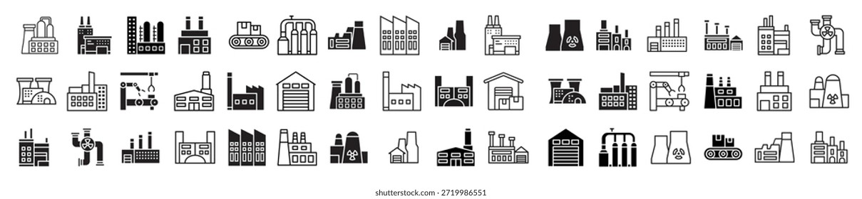 Icono de fábrica Conjunto de Vector Producciones Ilustración Signo