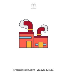 El vector de icono de fábrica es una representación estilizada de un complejo industrial. Representa producción, manufactura, industria o negocios