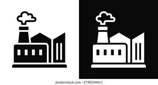 Factory Icon White And Black Background Style