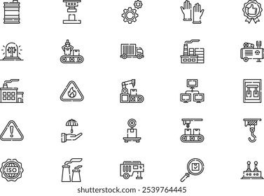 Factory icons collection is a vector illustration with editable stroke.