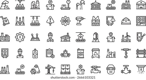 Factory icons High-Quality Vector Icons Collection with Editable Stroke. Ideal for Professional and Creative Projects