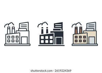 factory icons isolated on White Background. Flat style design