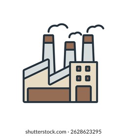 factory icons isolated on White Background. Flat style design