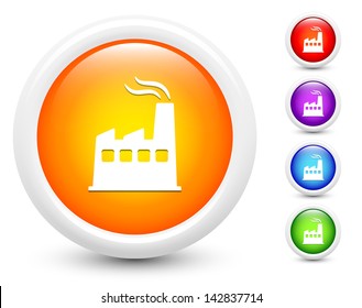 Factory Icons on Round Button Collection Original Illustration