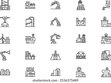 Factory icons pack collection is a vector illustration with editable stroke.