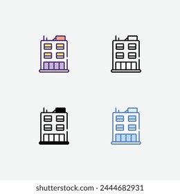 Iconos de fábrica establecidos en 4 Ilustración vectorial de estilo diferente
